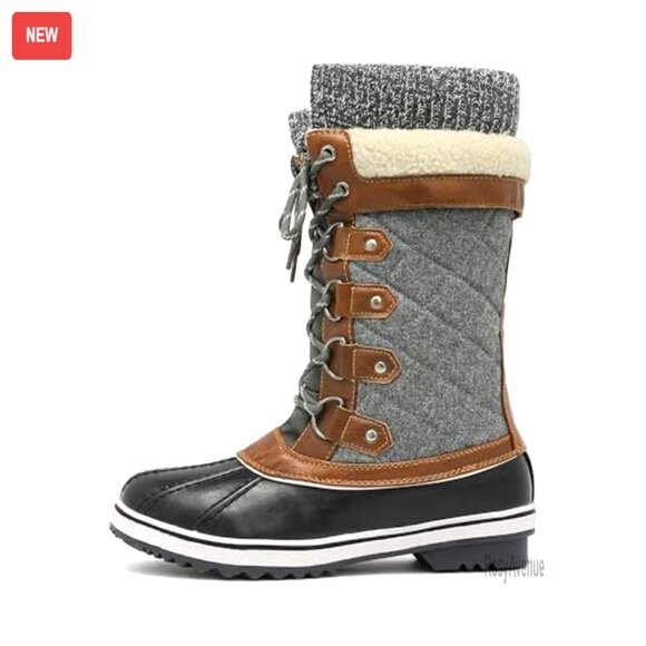 Women's Mid-Calf Waterproof Snow Boots with 200g Insulation for Winter - Picture 3 of 7